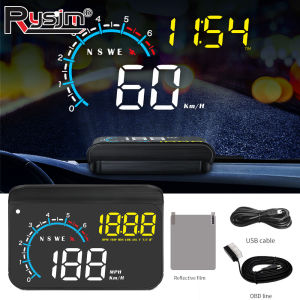 M12 HUD Windshield Projector OBD+GPS Car Head Up Display Speedometer Reflective Water temp RPM Voltage Security Automatic Alarm
