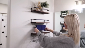 GAA Wall Shelves Wooden Metal Display Storage Organizer Multi Layer Shelf Organizer with Basket