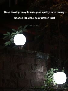 Aa-mall[5 Years Warranty] Solar LED Light Outdoor Garden Lighting Sensor Control Lamps Post Lamp Round Ball Rust Light Lantern Stainless Steel Garage Home Decor super bright outdoor gate light road light garden light wall light remote control two-color