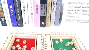 Shut The Box Game with Original Box Desktop Tabletop Game Wood Made with 1-10 Numbers Carved for Teens Adults