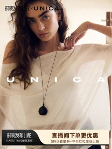 UNICA Cool Linen Knitwear Shoulder Bared One-Shoulder Top Fashionable Early Autumn Top Casual Style Long Sleeve Regular Length