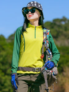 Outdoor Quick Dry Shirt Women Long Sleeve T-Shirt Sweat Absorbent Breathable Sun Protection Hiking Mountain Sports Fast Drying Top Summer