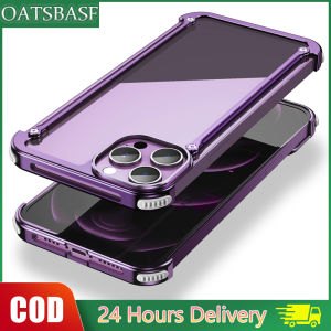 OATSBASF Metal Bumper Cover Sleek Minimalist Protective Shock Absorption Aerospace Grade Aluminum Shells for iPhone 13 Pro/13 Por Max/14 Pro/14 Por Max