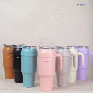 Youware - Holby Stainless Stylist Tumbler 1500 (ml) Hot and Cold BPA FREE / Botol Minum tumbler 1.5 Liter bebas BPA bisa Tahan Panas dan Dingin tahan dengan Handle nyaman dilengkapi Sedotan Silikon yang Aman Bagi Gigi dan Gusi