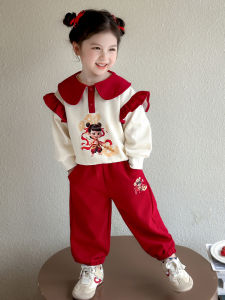 Zhaota Kids Clothing Set Long Sleeve Sweatshirt And Pants for Girls Baby Girl Autumn Red Outfit Cartoon Style Children Wear