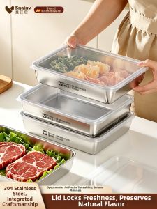 Snainy | Food-grade Stainless Steel Lid Container Rectangular Storage Box