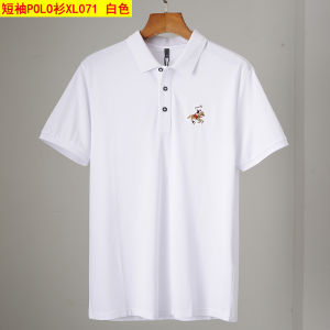 Mens Short Sleeve Polo Shirt Embroidered Long Velvet Cotton Casual Business Turn-down Collar Breathable Half Sleeve T-shirt