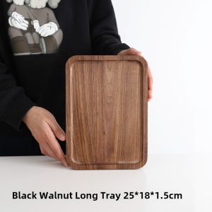 North American Black Walnut Wood Tray Rectangle Home Use Water Cup Placement Solid Wood Tea Tray Wooden Dining Dessert Coffee Tray