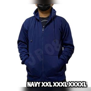 Jaket Polos Jumbo Pria Zipper Hoodie Bigsize Sleting Sweater Hijau M L XL XXL XXXL XXXXL XXXXXL