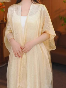 Áo Khoác Len Lanh Rộng Rãi Thời Trang 2025 Xuân Hè Mới Có Viền Tua Rua Khăn Quàng Cổ Đa Năng Chụp Ảnh Du Lịch Áo Khoác Ngoài