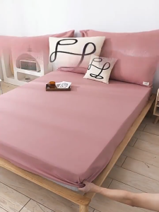 cozynest slogan ชุดผ้าปูที่นอน ชุดเครื่องนอน ผ้าปูที่นอน ลายเรียบๆ ชุดเครื่องนอนครบชุด ราคาถูก แถมปลอกหมอน (ขนาด 3-6 ฟุต มีให้เลือก)