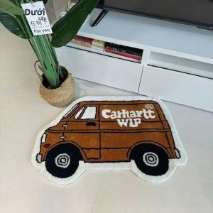 Thảm Trải Sàn Đầu Giường VIKAMA Flannel Thảm Polyester Mềm Mại Với Họa Tiết Ô Tô Hợp Thời Trang Cho Phòng Ngủ Phòng Khách Trang Trí Nhà Cửa Chống Trơn Trượt Chống Phai Màu