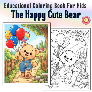 Happy Bear Happy Life A5 Cozy Animal & Kids Coloring | Buku Mewarna Kanak Kanak Coloring Book for Kids