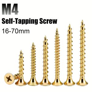 GOSUNDA 100pcs M4 Flat Head Self Tapping Wood Screws M4x16-70mm Gypsum Board Screws Drywall Screws Available in 9 Sizes