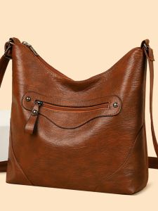 Middle-Aged and Elderly Big Bag Female 2024 New Arrival Shoulder Crossbody Bag Ladies Large Capacity Ladieswear Mother-in-Law Elegant Soft Leather Bag