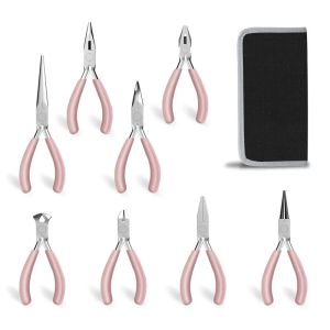 Pink Color Round Nose Cutting Wire Plier Stainless Steel Pliers Tools Set Kit For Handcraft Beading DIY Jewelry Making