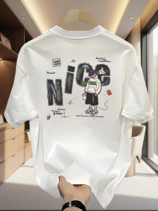 Áo Thun Nam Cổ Tròn Tay Ngắn in Họa Tiết Hoạt Hình Phong Cách Mỹ Cao Cấp Mùa Hè 2025 Thời Trang Cotton Nguyên Chất