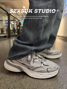 SZXSUK Mens Casual Sports Shoes Trendy All-Match Thick Bottom Dad Shoes Heightening Korean Version Flat Heel round Toe