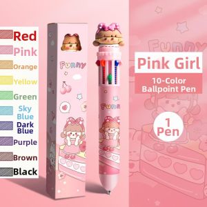 Cute Multi-Color Press Retractable Multifunctional Pen