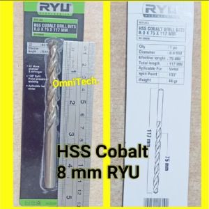 Mata Bor Baja Besi Stainless Metal HSS Cobalt HSSCO RYU 8mm 8 mm Drill Bit