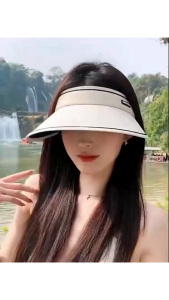 Topi Matahari Wanita Topi Pantai Visor Kekinian Import Topi Olahraga Wanita Sport Hijab Topi Sport Outdoor / Topi Olahraga Wanita / Topi Pantai / Topi Matahari Anti UV / Topi Baru Mode Korea / Topi Matahari Dengan Pinggiran Besar / Topi Golf Senam Pantai