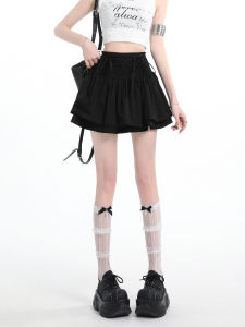 Váy Ngắn Chữ a Lưng Cao Cho Nữ Mùa Hè Đen Thon Gọn Chống Ánh Sáng Váy Chữ a Có Dây Rút Hình Bướm Váy Công Sở Cổ Điển