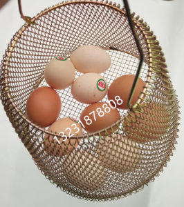New Arrival Small Size Gold Medium Silver Metal Basket Portable Egg Cage Foldable Shrink Basket Storage Basket