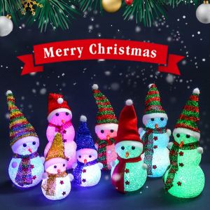 Random Led Luminous Snowman Ornaments Christmas Pendant Christmas Crystal Lamp Nightlight Merry Christmas Gift Noel Goods