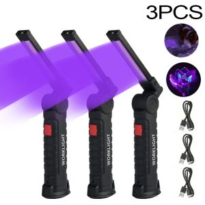 395nm UV Flashlight Blacklight Zoomable USB Rechargeable UV Light Ultraviolet Flashlight for Pet Urine Detector Resin Curing