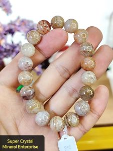 天然巴西高等级千层幽灵水晶圆珠手串Natural Brazil High Grade Thousand Layer Phantom Crystal Beads Bracelet TP01
