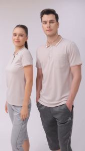 BCS SPORT เสื้อคอโปโลแขนสั้น PERFECT POLO สีเบจ (มีไซส์ S-8L แยกชาย/หญิง ) รหัส P006 เนื้อผ้า SMOOTH POLYESTER
