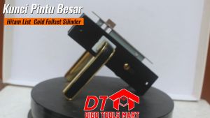 Kunci Pintu Besar Hitam List Gold Handle Full Set Silinder