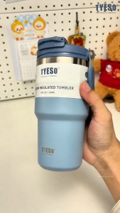 TYESO 600ml200ml Multipurpose (Yellow) with Handle & Straw Vacuum Insulated Stainless Steel Tumbler Flask