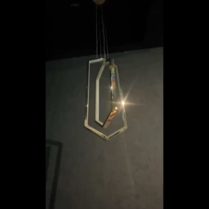 Lampu Hias Gantung LED Desain Double Hexagonal Modern dengan Frame Emas Elegan Panjang Kabel 100 cm