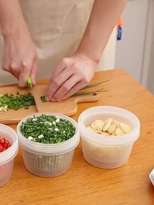 Spring Onion Storage Box Garlic Double Layer Drain Fridge Container Scallion 葱花保鲜盒 Bekas Bawang - KW142