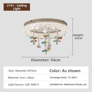 OUCHAO | Cartoon Simple Crystal Ceiling Light Round