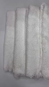 LACE African Sequins Guipure Cord Lace Fabrics 5 Yards White 2025 New Nigerian Water Soluble Lace For Women Dresses Sewing