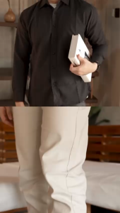 Weird Jeans - Celana Chinos Warna Abu Abu Cream Bahan Panjang Pria Straight Fit Strech Elgant