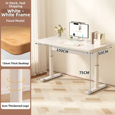 FWTDF | Elevating Mobile Computer Desk for Bedroom Simple Home Office Desk Work Station Student Study Table Adjustable Height Desk