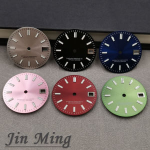 High Quality 28.5mm Silver Red Black Blue Green Date Window Green Luminous Aseptic Dial Fit NH35 /NH36/4R/7S Automatic Movement