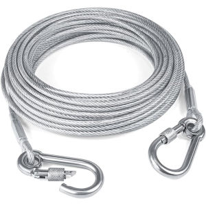 Double-headed Dog Tie Out Cable Leash raction rope with metal buckle steel wire anti-rust training collarOutdoor Dogs Strap