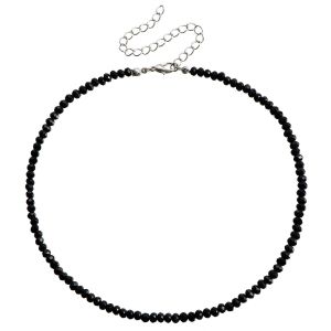 Black Imitation Crystal Beaded Cross Pendant Necklace Simple Fashion Jewelry Choker Small Audience Favorite Lockbone Chain