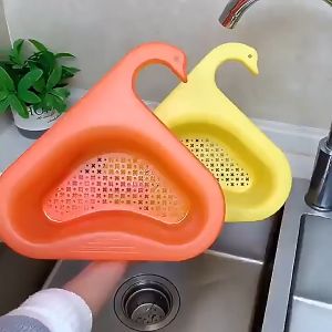 MAMASOO RAK TIRISAN SUDUT WASTAFEL SEGITIGA BENTUK ANGSA / SARINGAN CUCI SAYUR AN/WADAH SARINGAN
