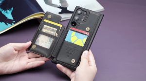 Flip Caseme C22 Leather Case Multi Slot Kartu RFID Block Samsung Galaxy S24 Ultra - S24 Plus - S24 FE - S23 Ultra - S23 Plus - S23 FE - S22 Ultra - S21 Ultra - Note 20 Ultra - Note 10 Plus Premium Leather Case Magnetic