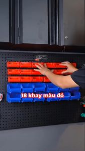 Giá đựng linh kiện treo tường BISON 30 ngăn bộ kệ bảng pegboard đựng đồ nghề nhựa PP tháo lắp kèm vít bắt tường