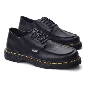 PRIME - Sepatu Formal Pantofel Hitam Docmart Pria Low Boots Kerja Kantor Kuliah Hangout Trendi Keren