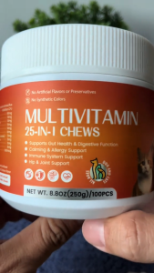 LDECO 25-in-1 Multivitamin Supplement for Dogs & Cats -Soft Chews 100 Supports Active Brain Function Immune System Digestive System