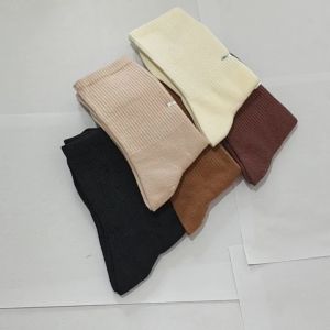 Mens Socks Retro Solid Color Coffee White Khaki Beige Breathable Cotton Socks Casual Sport Trendy Fashion Middle Tube Long Sock