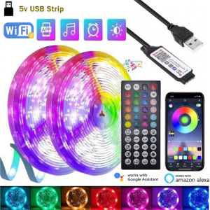 LED Strip Light 5050 RGB Flexible Neon Lights Bluetooth APP Color Changing LED Lamp Tape For Gaming Room Decoration TV Backlight