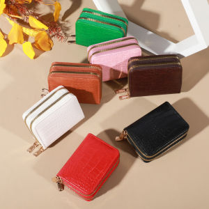 Elegant Womens Multi Card Wallet - Secure Double Zip Clutch | Casual PU Leather Purse with Style Storage Crocodile Card Bag